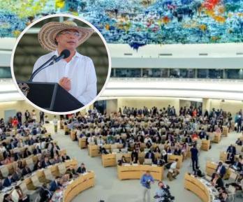 Presidente Petro sobre adopción de resolución de la ONU. / Fotos: ONU y Presidencia.