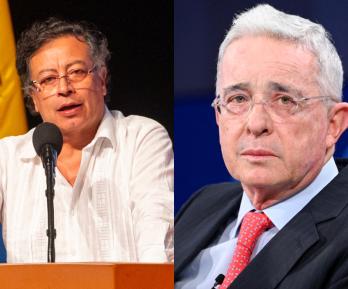 Petro sobre Uribe Vélez. / Fotos: AFP.