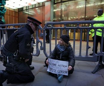 Greta Thunberg detenida en Londres. / Foto: AFP.