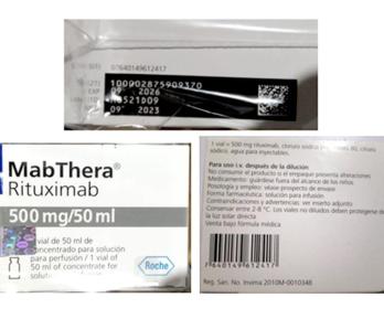 Medicamento falso. / Foto: Invima.