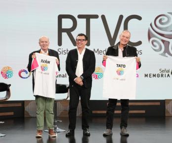 Iván Mejía y Tato Sanint en RTVC. / Foto: Pablo Pulido - RTVC.