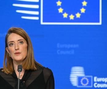 La presidenta del Parlamento Europeo, Roberta Metsola. Foto: AFP.