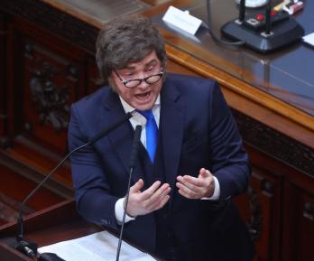 Javier Milei sobre presunto caso de criptomoneda. / Foto: AFP.