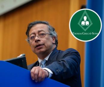 Petro sobre Thomas Greg & Sons. / Fotos: Presidencia y Thomas Greg & Sons.