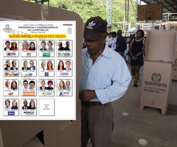 Tarjetón elecciones presidenciales. / Fotos: Registraduría y AFP.
