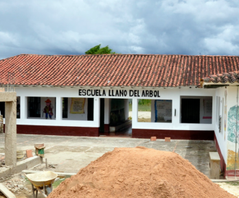 primer plano de una escuela rural