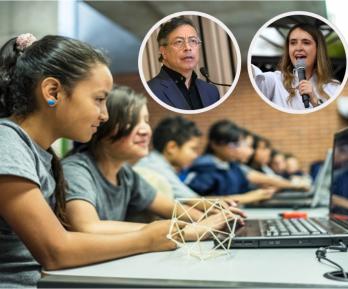 Petro sobre bonos escolares de Paloma Valencia. / Fotos: Alcaldía de Bogotá, AFP y Presidencia.