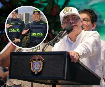 Petro sobre ascenso de más 17.000 patrulleros. / Fotos: Policía Nacional y Presidencia.