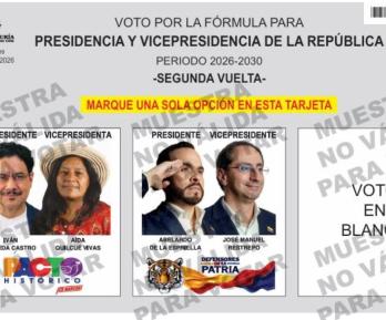Tarjetón para segunda vuelta. / Foto: Registraduría.