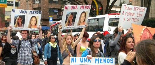 Marcha en contra del feminicidio en Bogotá.