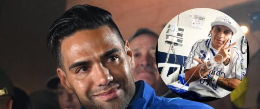 Falcao habló con hincha de Millonarios. / Fotos: AFP y Facebook Javier Acosta PK.