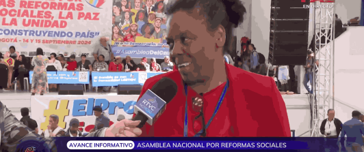 Nuvia Gallo en entrevista con RTVC Noticias, durante la Asamblea Nacional por las Reformas Sociales, la Paz y la Unidad.