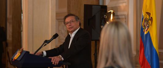 Presidente Petro durante discurso en posesión de la nueva magistrada del Consejo de Estado