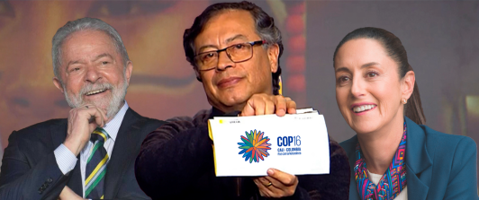 Lula da Silva, Gustavo Petro y Claudia Sheinbaum en el marco de la COP16.