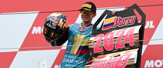 David Alonso es campeón mundial de moto3. / Foto: AFP.