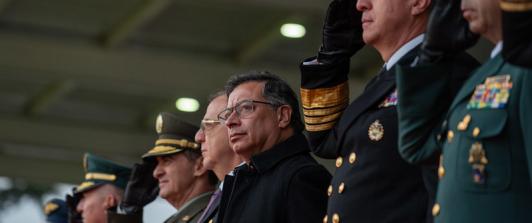 Presidente Gustavo Petro en Ceremonia del centésimo trigésimo tercer aniversario de la Policía Nacional y nombramientos como subtenientes de un personal de alféreces del curso 120 de oficiales promoción “Teniente Coronel Edison Andrés González Huertas”
