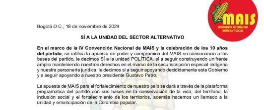 Martha Peralta Epieyú, candidata presidencial del MAIS para 2026