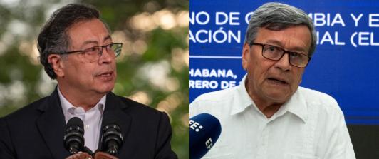 Petro le responde a Pablo Beltrán en diálogos de la paz. / Fotos: Presidencia y AFP.