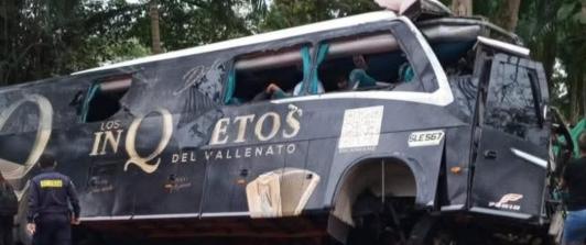 Bus accidentado de Los Inquietos. / Foto: Redes sociales.