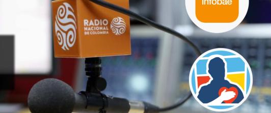 Denuncia de Hollman Morris sobre las emisoras de paz. / Foto: Radio Nacional y logos de Infobae y Centro Democrático.