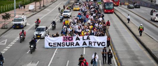 RTVC Noticias en el 18M. / Foto: RTVC.