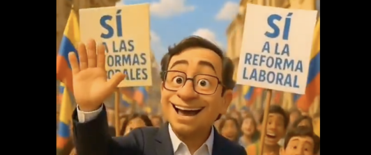Presidente Gustavo Petro caminando junto al pueblo en video generado por IA