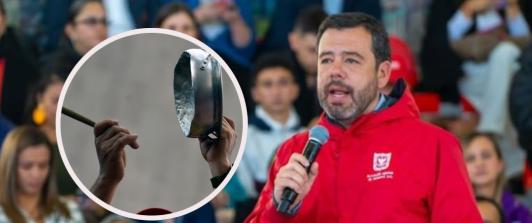 Cacerolazo en contra de Carlos Fernando Galán. / Foto: Alcaldía y AFP.