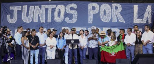 Presidente Gustavo Petro durante su discurso en Cali.