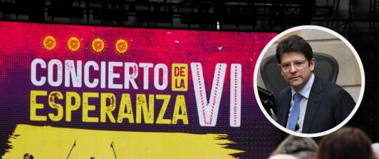 Mensaje de Petro en el concierto de la Esperanza por Miguel Uribe. / Fotos: Alexa Rochi y AFP.