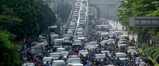 Ciudad con alto tráfico.