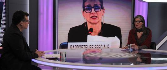 Francesca Albanese en Noches de Opinión. / Foto: Nairo Jacanamijoy.