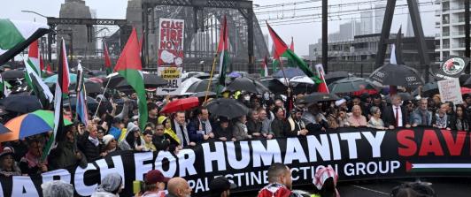 Movilización por Franja de Gaza en Australia. / Foto: AFP.