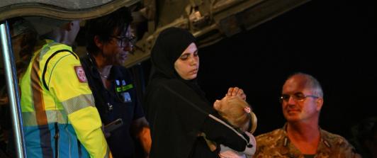 Niños evacuados en Gaza. / Foto: AFP.