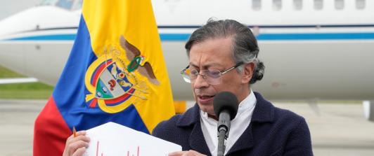 Presidente Petro durante alocución presidencial sobre desertificación en materia antidrogas