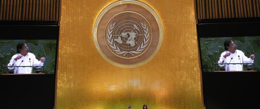 Presidente Petro durante su discurso ante la Asamblea General de la ONU
