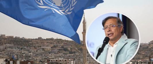 Petro sobre propuesta ante la ONU. / Fotos: AFP y Presidencia.