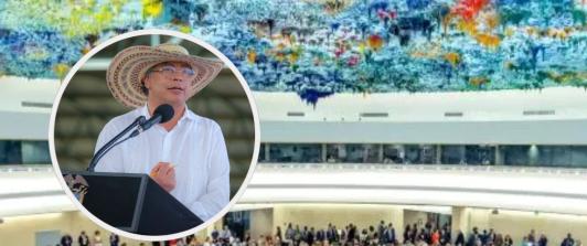 Presidente Petro sobre adopción de resolución de la ONU. / Fotos: ONU y Presidencia.