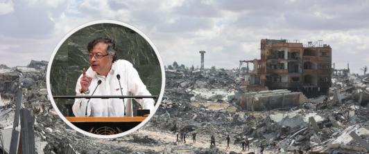 Petro sobre reconstrucción de Gaza. / Fotos: AFP y Presidencia.