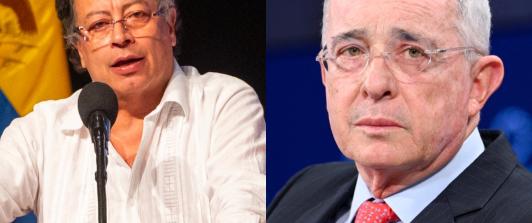 Petro sobre Uribe Vélez. / Fotos: AFP.