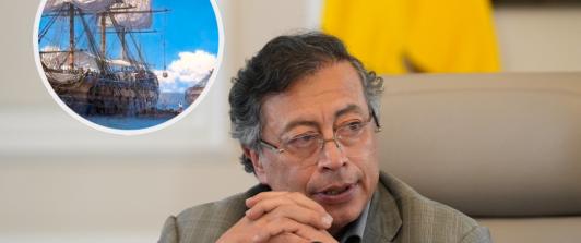 Petro sobre Galeón San José. / Fotos: Presidencia y MinCulturas.