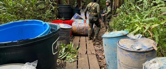 Autoridades destruyeron dos laboratorios y decomisaron 5 toneladas de clorhidrato de cocaína en Nariño 