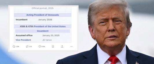 Trump con imagen alterada en Truth Social. / Foto: AFP y Truth Social.