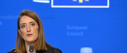 La presidenta del Parlamento Europeo, Roberta Metsola. Foto: AFP.