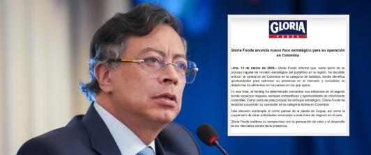 Petro sobre salida de Grupo Gloria y sector lechero. / Fotos: Presidencia y Grupo Gloria.