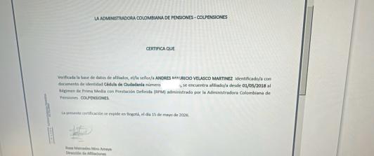Andrés Velasco, pdte. de Asofondos se pensionará por Colpensiones 