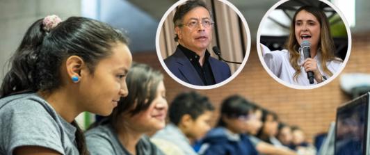 Petro sobre bonos escolares de Paloma Valencia. / Fotos: Alcaldía de Bogotá, AFP y Presidencia.
