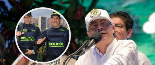 Petro sobre ascenso de más 17.000 patrulleros. / Fotos: Policía Nacional y Presidencia.