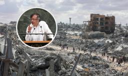 Petro sobre reconstrucción de Gaza. / Fotos: AFP y Presidencia.