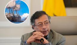 Petro sobre Galeón San José. / Fotos: Presidencia y MinCulturas.