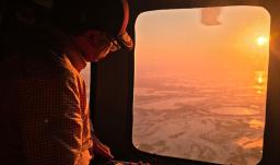 Petro sobrevuela Córdoba tras inundaciones. / Foto: Presidencia.